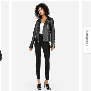 Faux Leather Quilted Moto Jacket